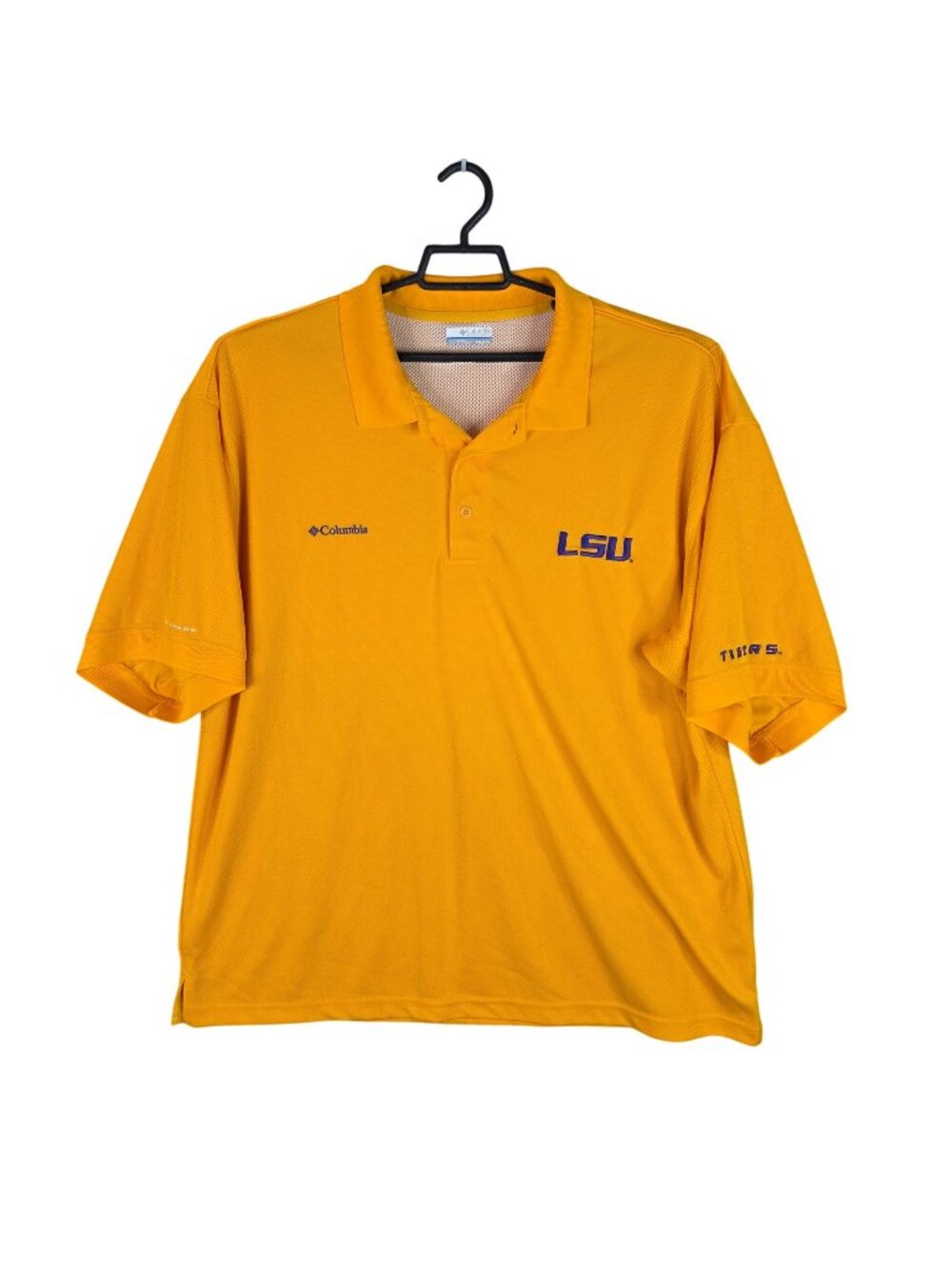 Mens LSU Columbia PFG Gold Polo Shirt Short Sleeve Vented Fishing Golf XXL